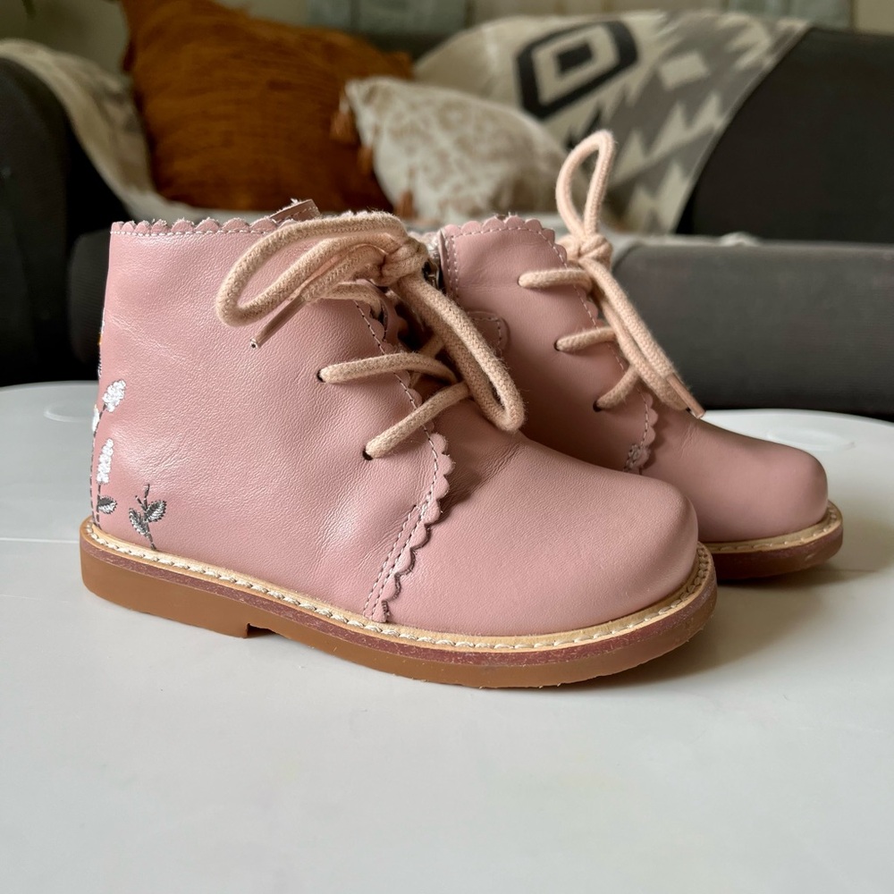 Blush Embroidered Leather Will Marie Kids Boots